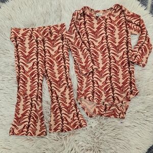 kate quinn Red and Cream Printed Girls Matching Set